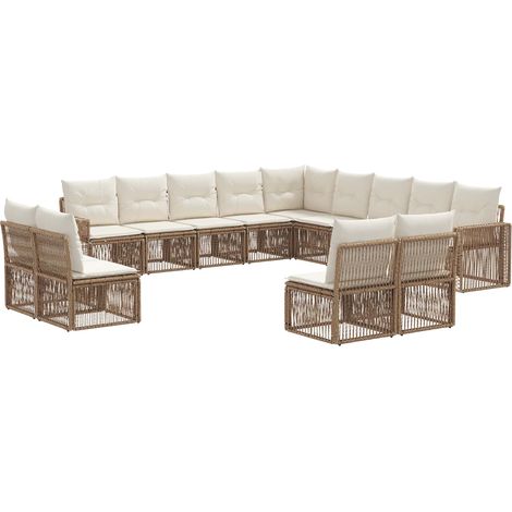 vidaXL Set Divano da Giardino 13 pcs Beige e Bianco Crema polyrattan