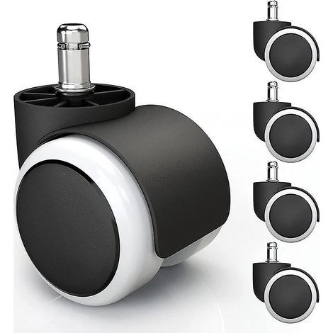 Set of 5 Office Chair Casters 11x22mm - White Replacement Wheels for Swivel Chairs, Double Wheel Design (1/5)
