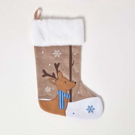 HOMESCAPES Reindeer Christmas Stocking
