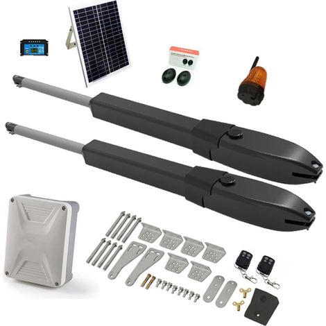 Kit d'ouvre-portes automatiques Batterie solaire Double bras opérateur de porte électrique ouvre-porte pivotant caméra IP WIFI télécommande manoir de ferme extérieur pour accessoires de portail coulis (1/5)