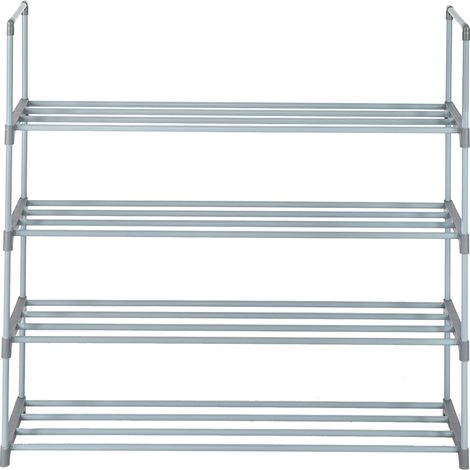 4-stufiger Schuhständer, Schuhturm, Regal-Aufbewahrungs-Organizer für Schlafzimmer, Eingangsbereich, Flur und Schrank, Farbe Grau (1/5)