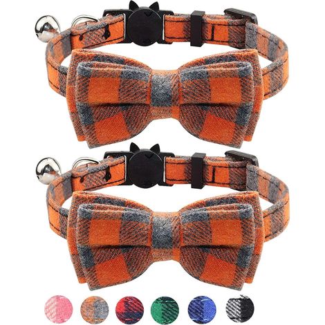 Lot de 2 jolis colliers de sécurité à carreaux (orange)