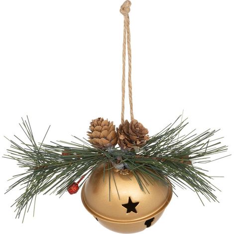 Campana soggetto pane mela metallo d.6,5cm dorato - Feeric lights & christmas
