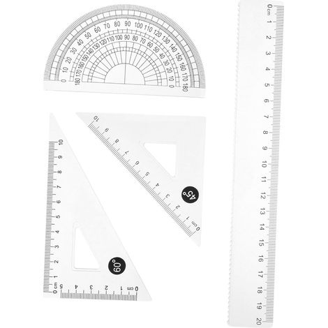 Ensemble de règle à dessin ABS 20 cm, rapporteur et équerre (1/5)