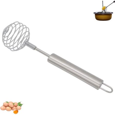 frusta in acciaio inox, frusta a molla, frusta a sfera, frullatore a mano da cucina argento, frullatore a mano, frusta per panna e uova, frusta a spirale in acciaio inox per (1/5)