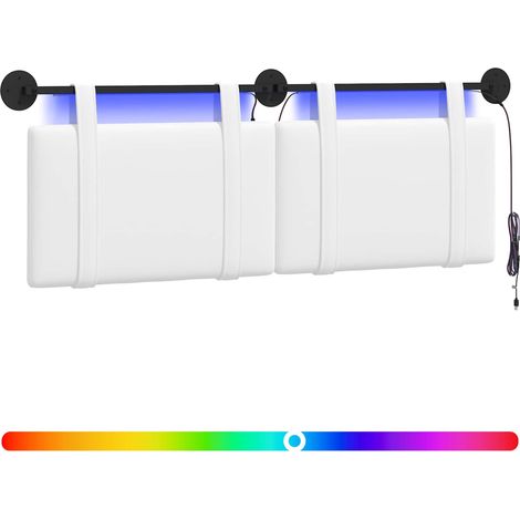 Hängendes Kopfteil Mit LED Licht Weiß Stoff vidaXL
