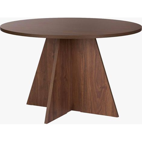 LEYVA Table à manger ronde couleur bois foncé D120 cm (1/5)