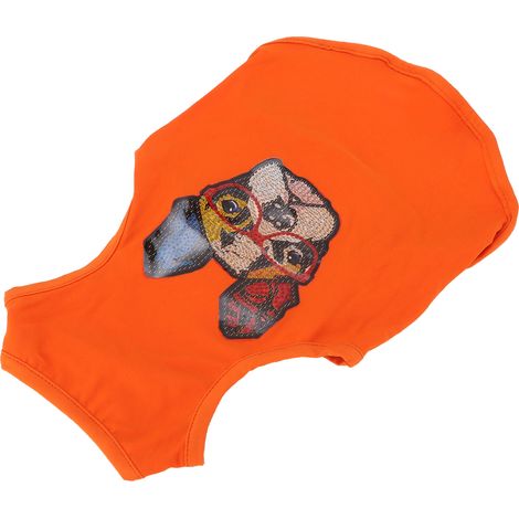 T-shirt pour chien, adorable motif bouledogue, sweat-shirt pour chiot, gilet pour animal de compagnie orné de strass, orange, taille M (1/5)