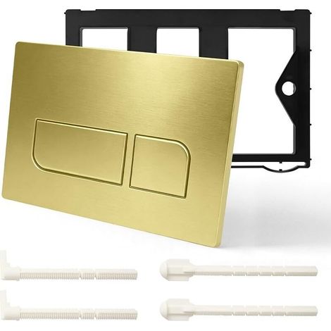 Plaque de commande wc suspendu, plaque de déclenchement wc double chasse avec tiges de chasse et cadre de montage, compatible avec séries GEBERIT SIGMA01/20/30/50 UP300 et UP320 (Or) (1/5)