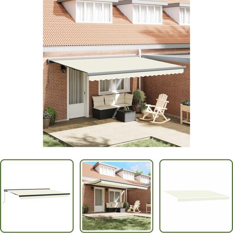 Store extérieur - Auvent Rétractable Crème et gris 400 × 300 cm (1/5)