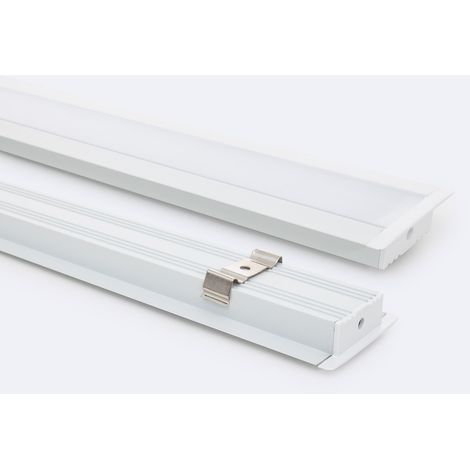 Aluminiumprofil Einbau für LED Streifen bis 31 mm Weiß 2 m Weiß transluzent (1/4)