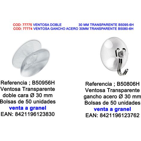 Stahl-Saugnapfhaken 30 mm transparent BRINOX B50806H Bulk