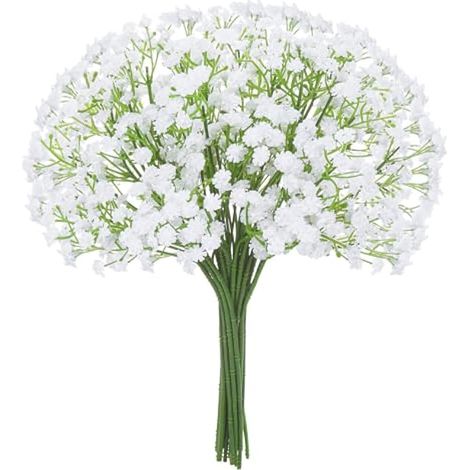 20 Fleurs Artificielles Gypsophiles, Fleurs Artificielle Blanches, Plastique Réaliste, Fausse Fleur Décoration pour Mariage, Décoration D'intérieur