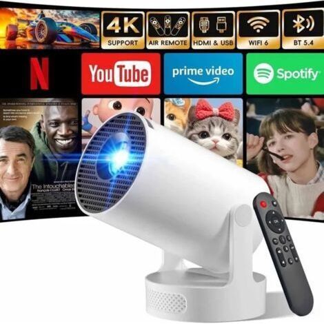 Mini vidéoprojecteur portable 4K – Wi-Fi avec duplication d'écran – Compatible YouTube – Résolution 3840 x 2160 – (1/5)