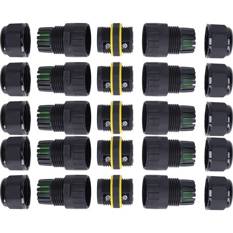 Connecteur IP68 3 Broches Droit pour Câble 9‑12mm, Lot de 5 Pièces, Étanche Alimentation Extérieur (1/5)