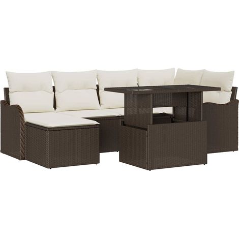 Maison Exclusive - Ensemble de canapé de jardin 7 pcs Marron Poly rotin (1/5)
