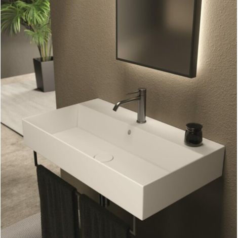 SPY 81x46 Bleu mat. Avec bonde. Sans Siphon. 1 trou (1/5)