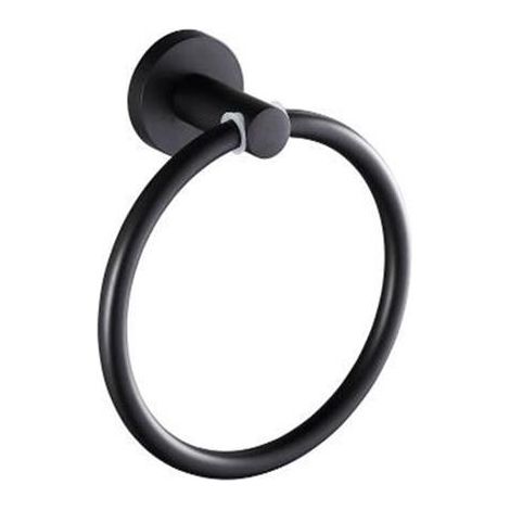 Anneau porte-serviettes mural noir mat – Porte-serviettes pour salle de bain style décoratif moderne. (1/4)