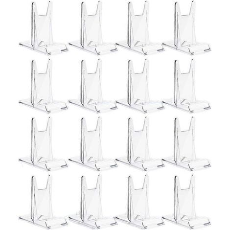 16 supports de livres en cristal réglables, pour l'exposition de livres.