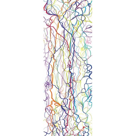 Papier peint panoramique original sur fond blanc | Tapisserie panoramique design pour chambre enfant | Papier peint panoramique multicolore - 280 x 100 cm (1 pièce) (1/2)