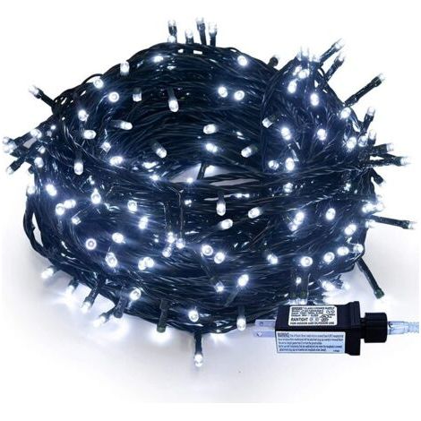 (Weiß) AC-betriebene Lichterkette für den Außenbereich, LED-Lichterkette für den Außenbereich, leuchtende 33M 300LED 8 Modi dekorative Gartenleuchten für Weihnachtsbaum, Terrasse, J (1/3)