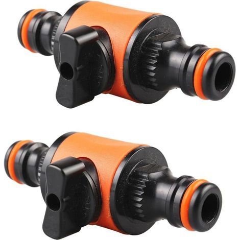 Lot de 2 raccords de tuyau de jardin égaux de avec vannes d'arrêt, adaptateur rapide pour arrosage et irrigation, connecteur rapide pour contrôle de l'eau, coupleur de tuyau d'arrosage (1/4)