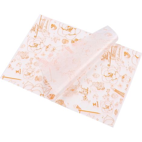 Lot de 100 feuilles de papier ciré pour aliments, 26 x 36 cm, papier pour paniers et pique-nique, emballage de friandises (1/5)