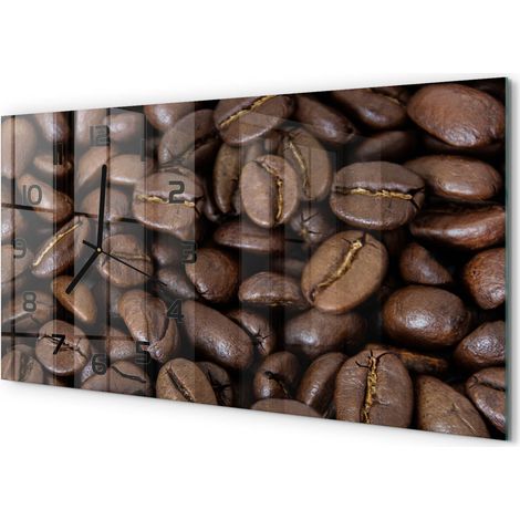 Horloge Murale Originale 60x30 cm Verre Trempé Cadeau Maison Moderne Grains de café (1/5)