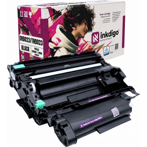 Inkdigo Trommel + Toner DRB023 TNB023 kompatibel mit Brother DCP-B7520DW HL-B2080DW TÜV-zertifiziert (1/5)
