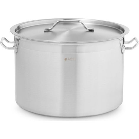 Royal Catering – Marmite en acier inoxydable 23 l – Couvercle ajusté – Fond à 3 couches 5 mm – Compatible induction, gaz, halogène – Pour professionnels (1/5)