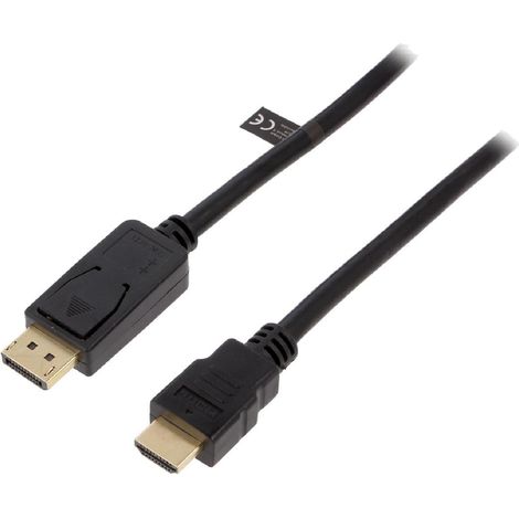 Cable DisplayPort 1.2 prise male HDMI prise male 3D 4K 5m - Noir