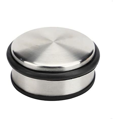 1 solid stainless steel door stop. Modern design heavy duty floor door stop with rubber ring to protect the door. (1/4)