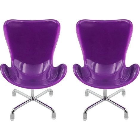 1/6 Scale Purple Miniature Chairs Set of 2 Plastic Armchair Dollhouse Furniture Purple Mini Chairs Egg Chair for Dolls Mini Home Accessories (1/5)