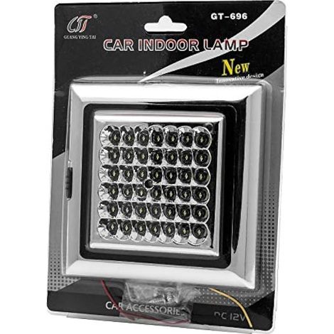 Plafonnier LED blanc 12 V CC avec interrupteur marche/arrêt et finition chromée, pour voiture, camping-car, caravane, remorque ou bateau. 42 LED. (1/3)