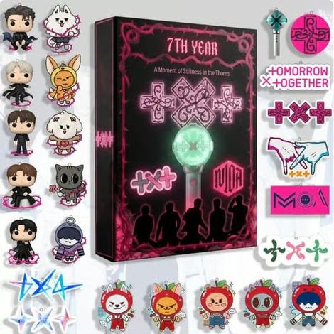 LYERCW - Calendrier de l'Avent 2026 des groupes K-pop, boîte surprise en acrylique avec 24 compartiments, TXT (1/5)