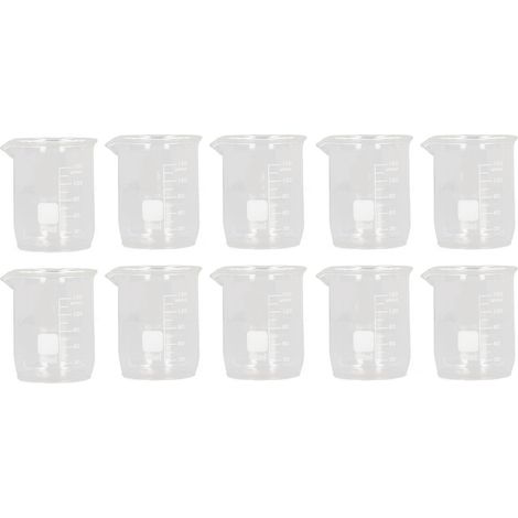 10 Pièces Bécher en Verre Laboratoire Scientifique Expérience Enseignement Matériel 150ml (1/5)