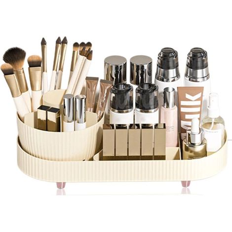Organisateur de maquillage rotatif, présentoir de cosmétiques, support de soins de la peau pour comptoir, vanité, bureau (sans couvercle) (1/4)
