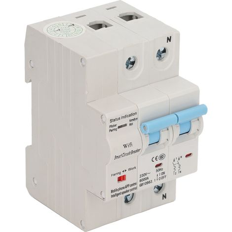 Disjoncteur intelligent WiFi 230 V AC 2P sur rail DIN, disjoncteur à réarmement intelligent, interrupteur différentiel 125 A (1/5)