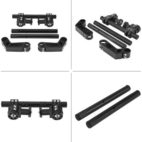 Verstellbarer 7/8" (22 mm) CNC-gefräster Stahl-Motorradlenker in Schwarz für 125-cm³-Motocross-Motorräder, verstellbares Lenksystem (1/5)