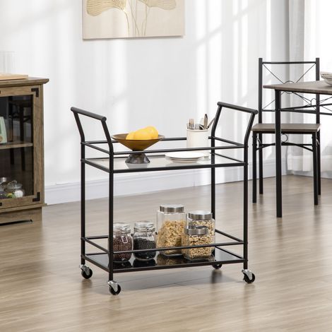 mobile contenitore 75x40x80 cm vetro temperato nero OKMYHOME (1/4)