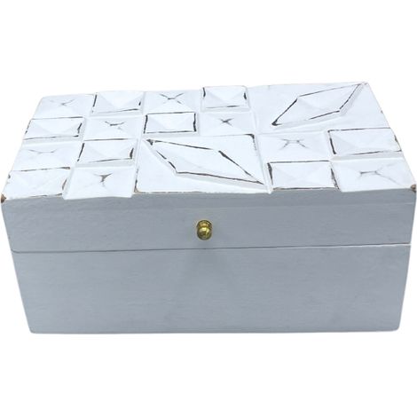 Déco Vintage - Boîte Multi Usages - 22x12x10cm - Diamants Blancs- Vendu par 1