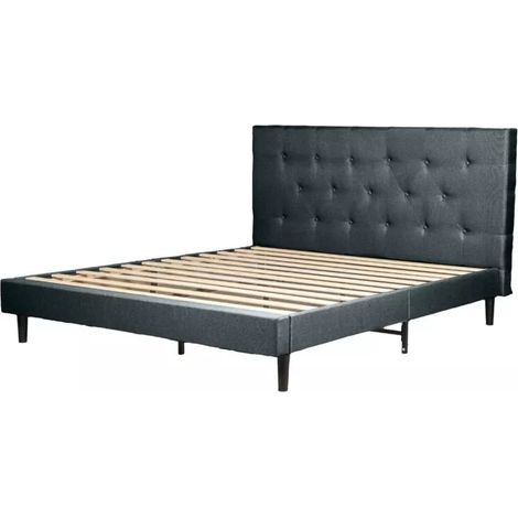 letto matrimoniale bellahome "parigi" grigio scuro 160x200x102 cm (1/4)