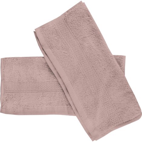 Lot de 2 serviettes invités en coton 500 gr/m2 30x40 cm LAGUNE vieux rose, par Soleil d'ocre