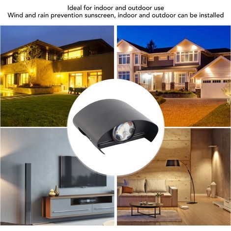 Luminaire mural LED waterproof en aluminium noir pour l'extérieur 110‑265V lumière douce (1/5)