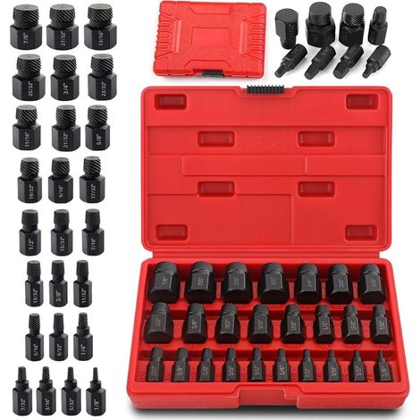 25 Pièces Extracteur de Bouchon de Vis de Boulon à Tête Cassée, Ensemble D'Extracteur de Boulon Endommagé pour Enlever les Goujons Cassés, les Boulons, les Vis à Douille (1/5)