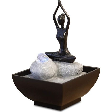 Fontaine Feng Shui Yoga 2 - L 12 x l 12 x H 17 cm - Polyrésine - Livraison gratuite (1/3)