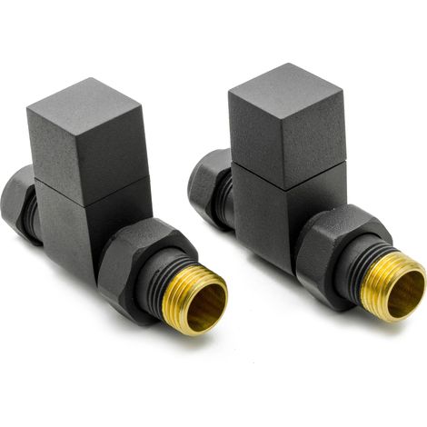 Reina Loge Straight Radiator Valves Pair - Anthracite