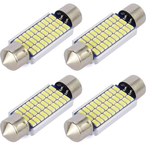 4Pcs C5W LED Anti Erreur Blanc 41mm 3014 Ampoules 30SMD Feston Dôme Voiture Intérieur LED Lumière 211-2 578 DC 12V 6000k (1/5)