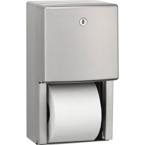 MEDICLINICS PR0700CS Dispensador de Papel Higiénico para Pared 2 Rollos Acero Inox AISI 304 Satinado - ref: PR0700CS (1/2)
