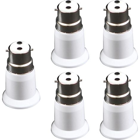Lot de 5 adaptateurs de douille B22 vers E27, à baïonnette vers à vis, pour ampoule. (1/5)